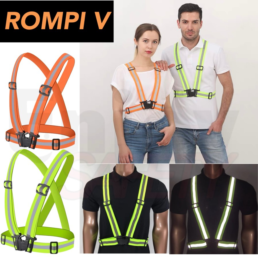 Rompi Proyek V Safety Vest Guard Reflective Karet Elastis/Rompi Bangunan Scotlet Glow In The Dark