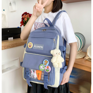 Korean style tas ransel import tas punggung wanita tas sekolah wanita bb 128 termasuk aksesoris dan boneka