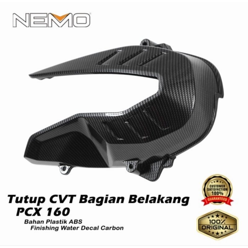 Cover tutup CVT PCX 160 bagian belakang Carbon NEMO