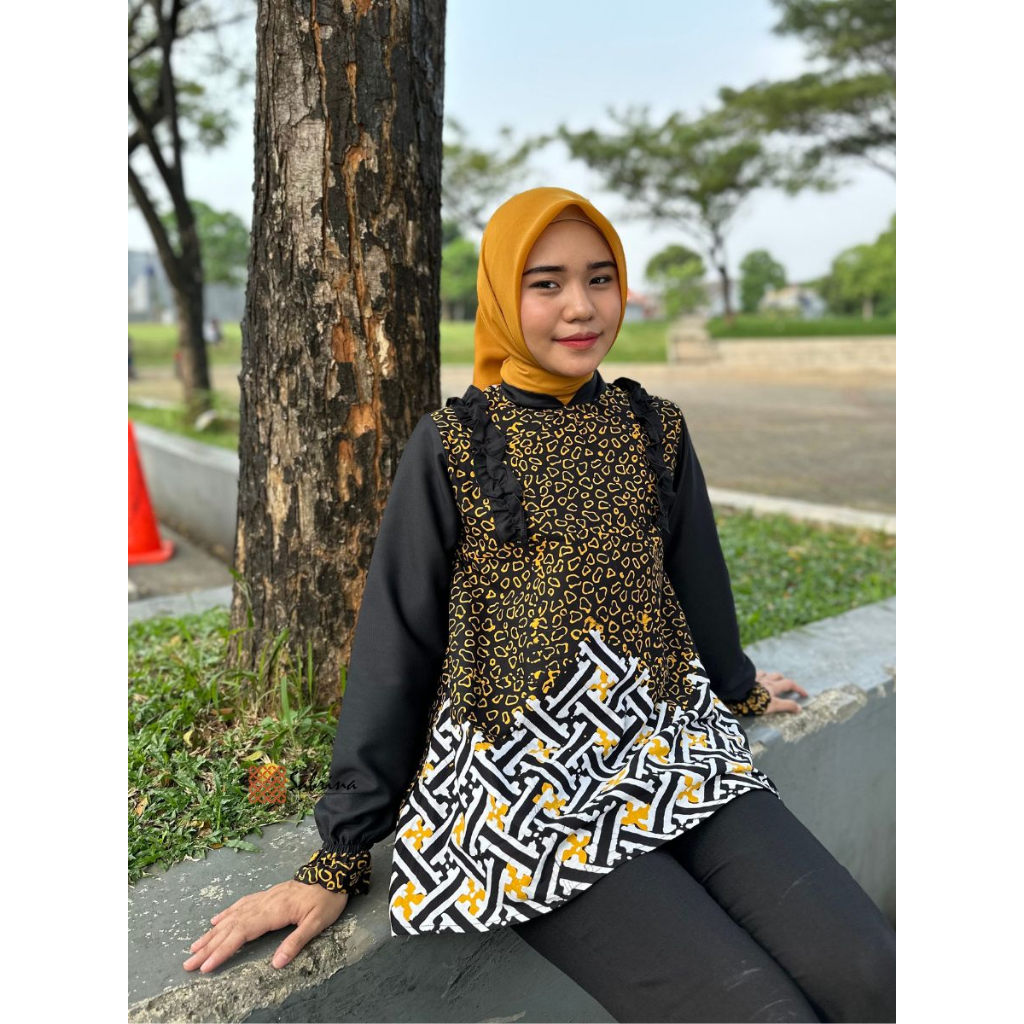 DIARA Series Blouse Atasan Batik Kerja Kantor Wanita Modern Kekinian Katun Cap