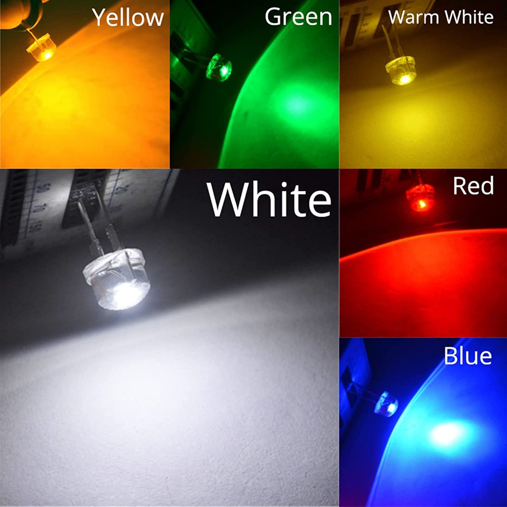 Lampu LED Straw Hat Topi F8 8mm 0.5W Warna Warni Super Bright Light Emitting Diode Lamp