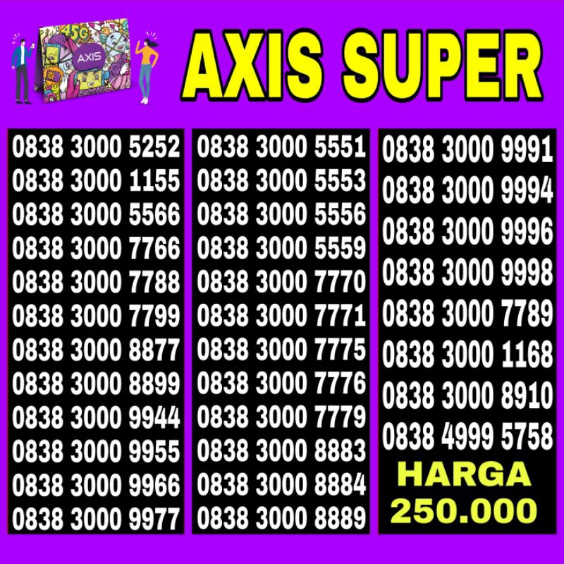 Nomor Cantik Axis 4G 0838 303030