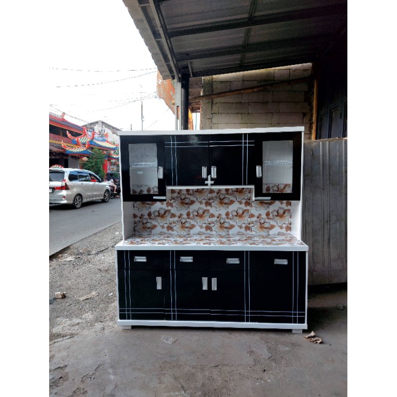 Lemari Dapur Rak Piring 4pintu PREMIUM Handle Tanam (Bekasi)