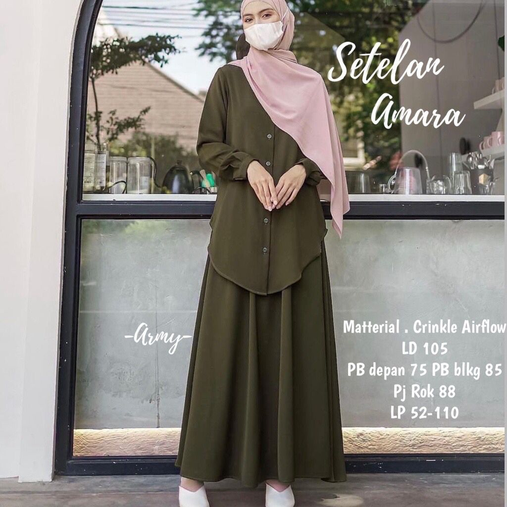 Amara Set Crinkle airflow | Setelan Atasan Plus Rok