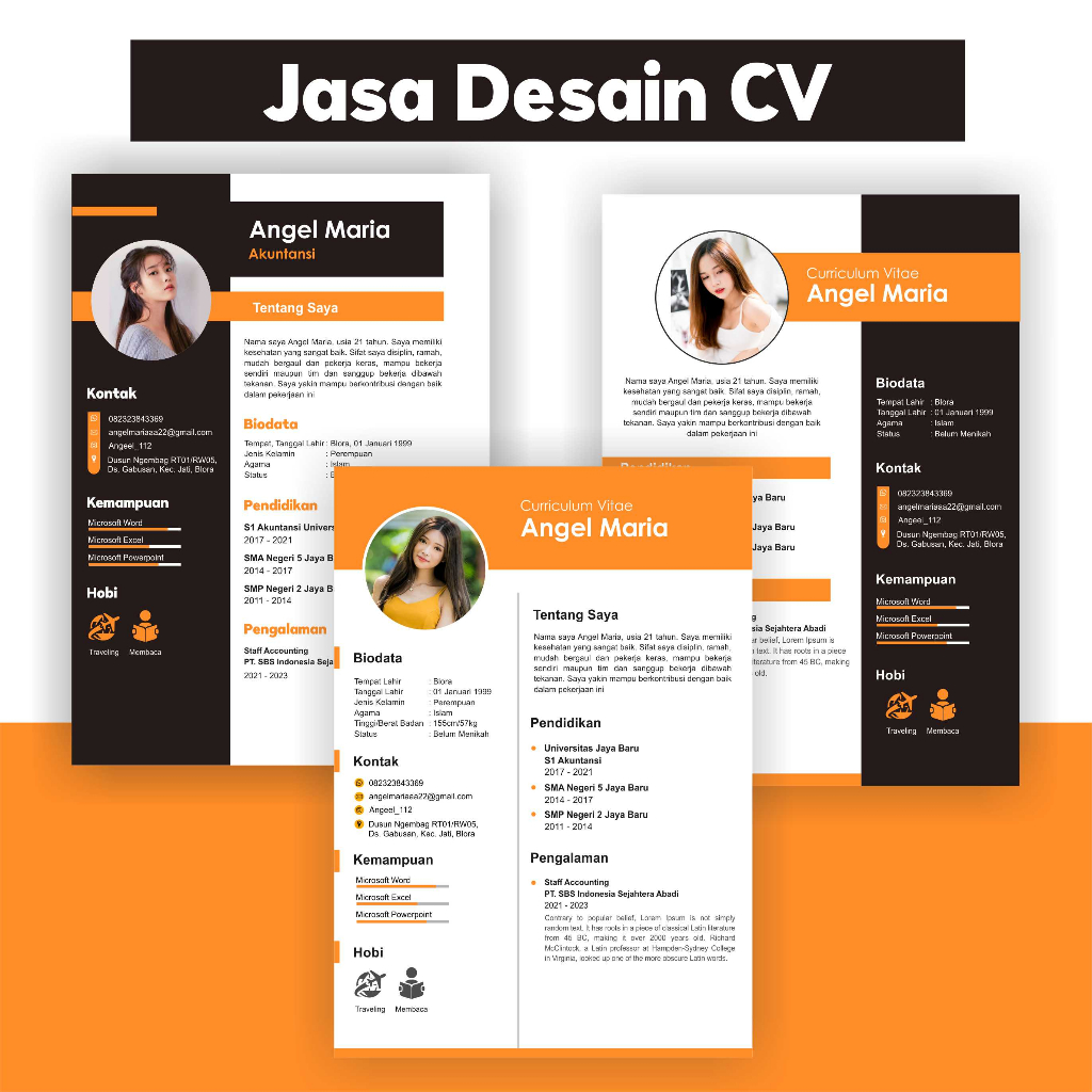 Jasa Pembuatan CV , Desain CV , Curriculum Vitae , Custom CV , Design CV , Resume , Riwayat Hidup