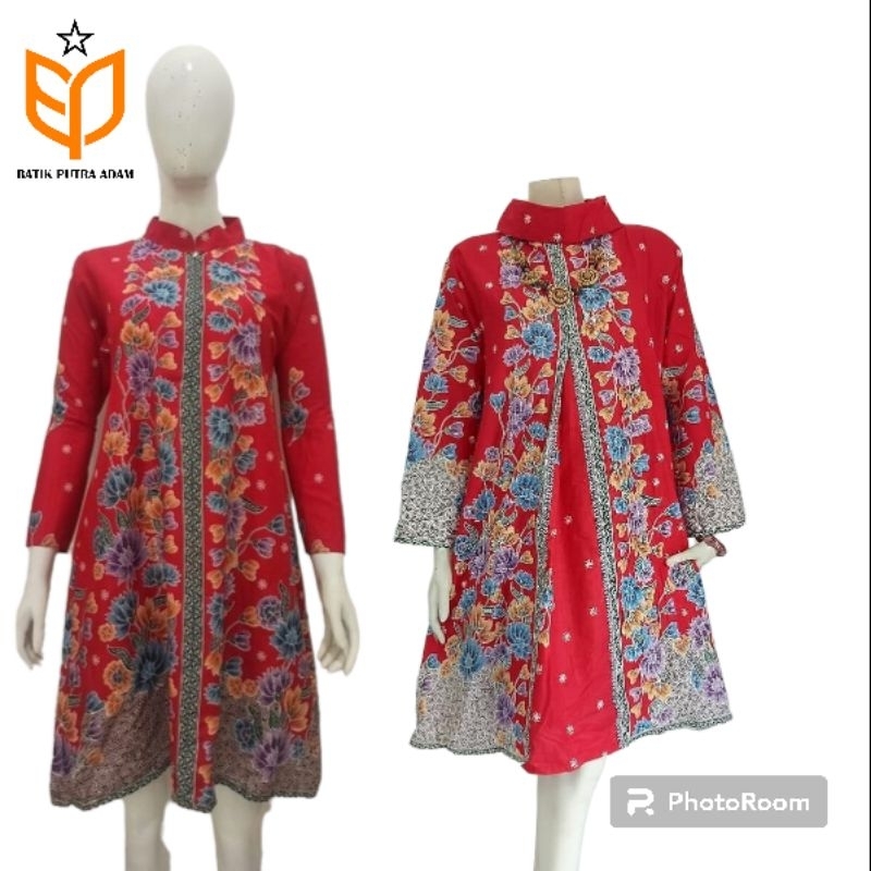 TUNIK BATIK || ATASAN BATIK || BAJU BATIK WANITA KANTOR || PAKAIAN BATIK WANITA JUMBO LD 120