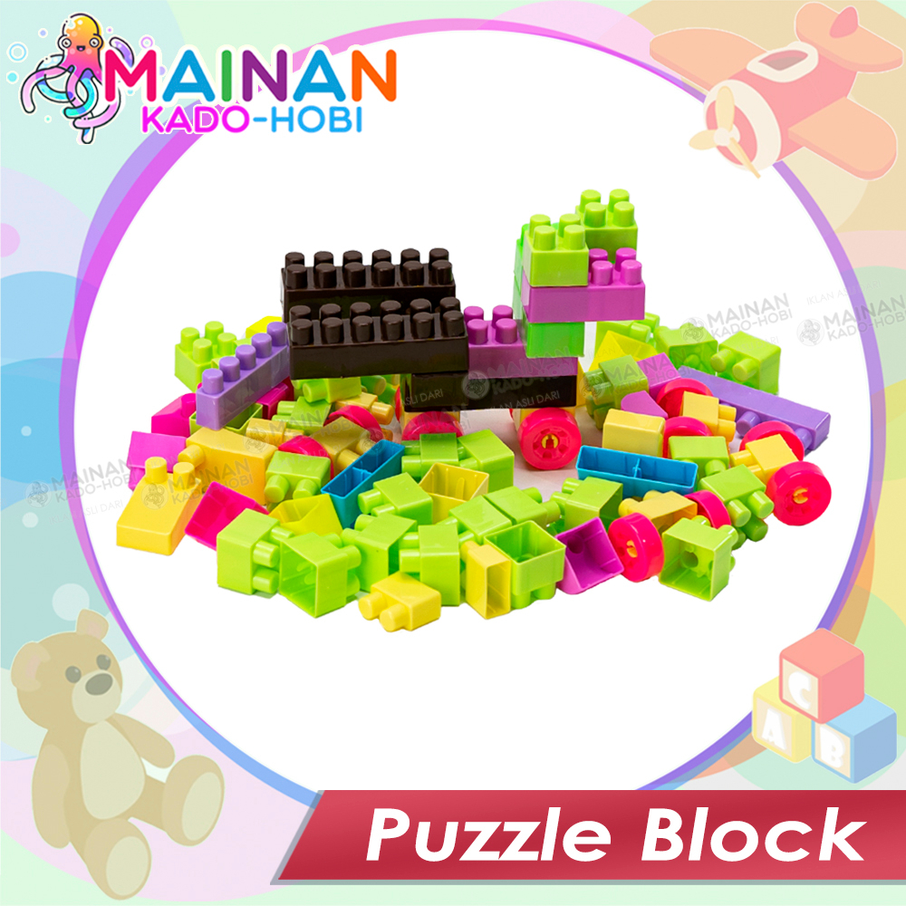 KADO ULANG TAHUN MAINAN ANAK EDUKASI MOTORIK SUSUN PUZZLE BLOCKS WARNA WARNI