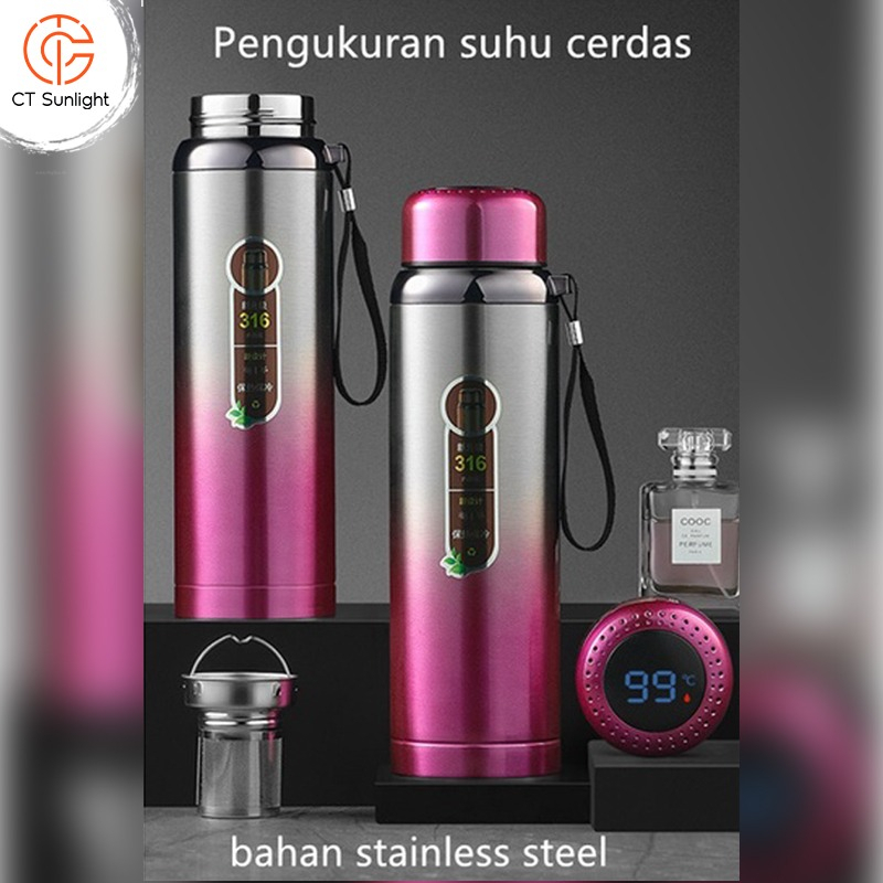 Stainless steel kapasitas 1000ml termos  pot pria dan wanita dewasa teh portabel perjalanan rumah kantor cangkir air