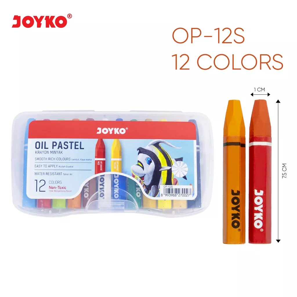 

Krayon / Crayon / Oil Pastel Joyko 12 Warna