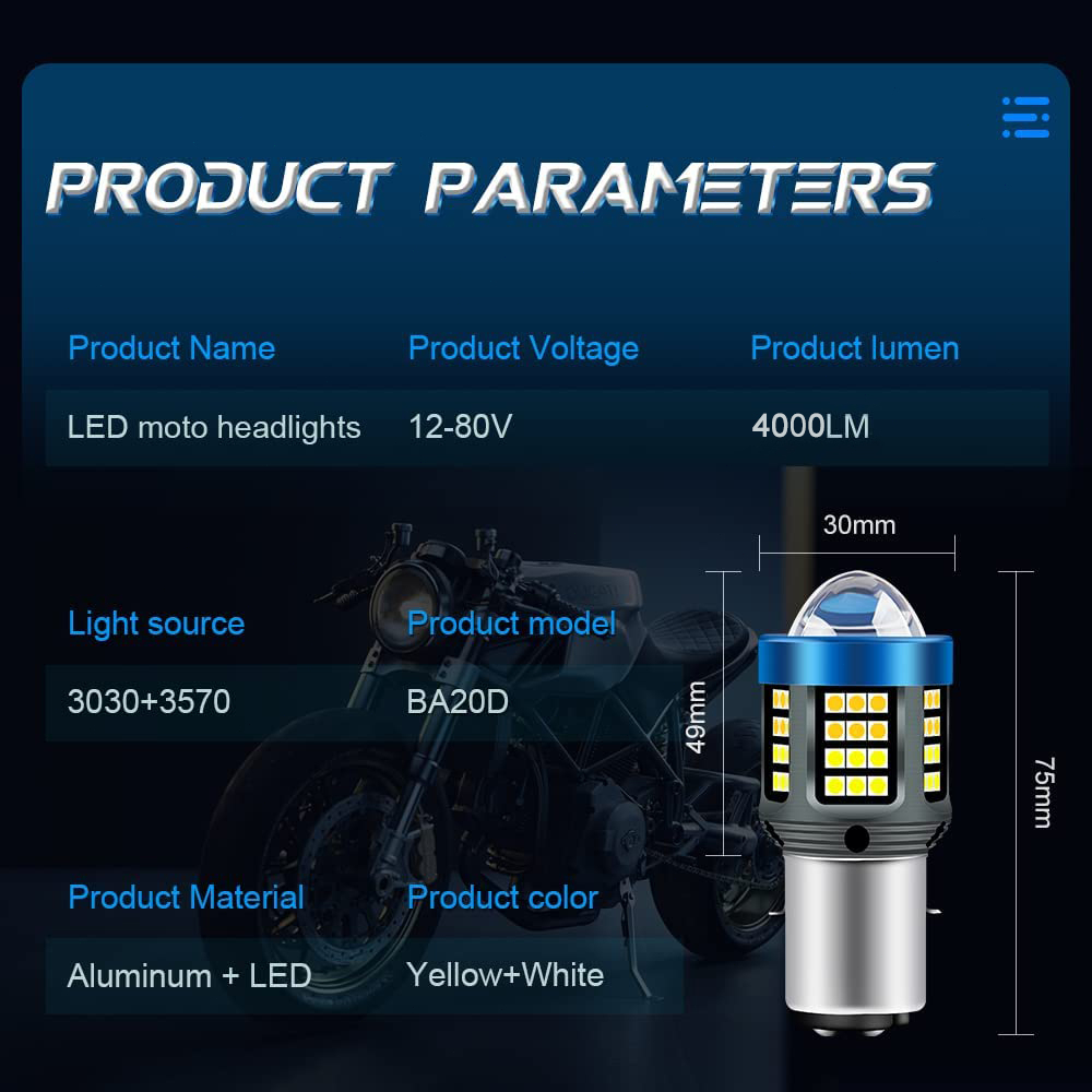 Sepeda Motor Lampu H4 BA20 T19 P15D Lampu LED Spotting Lens 3030 CSP LED Moto Tinggi/Rendah Balok Lampu Led Skuter Aksesoris 12-32V