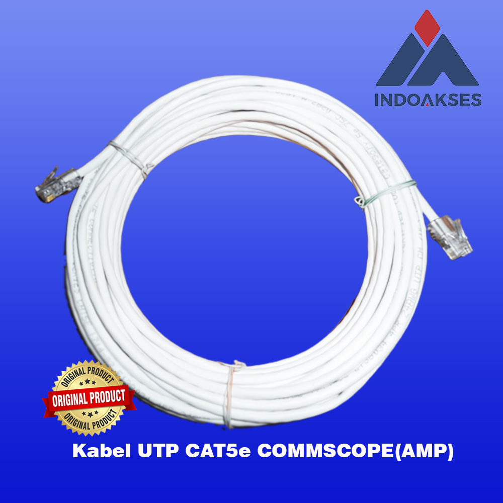 KABEL UTP AMP/Comscope ORIGINAL Cat5e PUTIH 10 meter + RJ45 Comscope