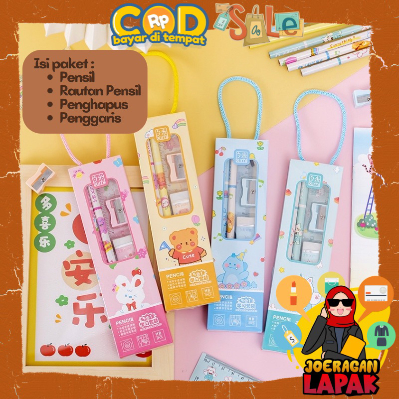 

⭐️JOERAGANLAPAK⭐️ALAT TULIS SET KARAKTER PENSIL PENGHAPUS PENGGARIS RAUTAN HADIAH SOUVENIR KADO ANAK LUCU UNIK