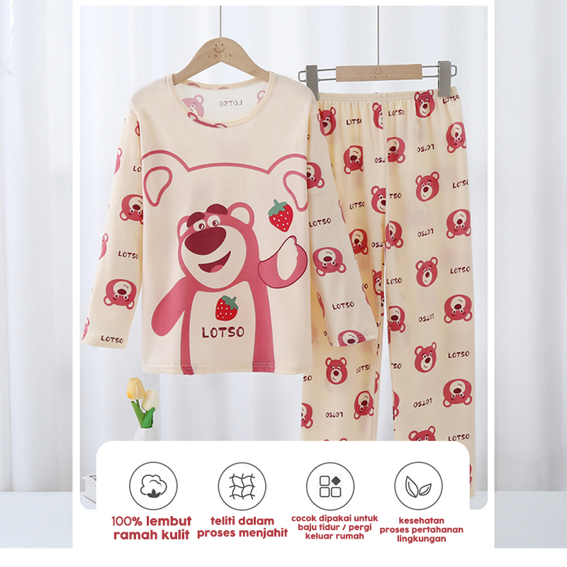 set Baju Tidur Bayi Lengan Panjang Untuk Perempuan Laki Laki Piyama Anak Print Kartun/piama anak set/baju tidur anak perempuan