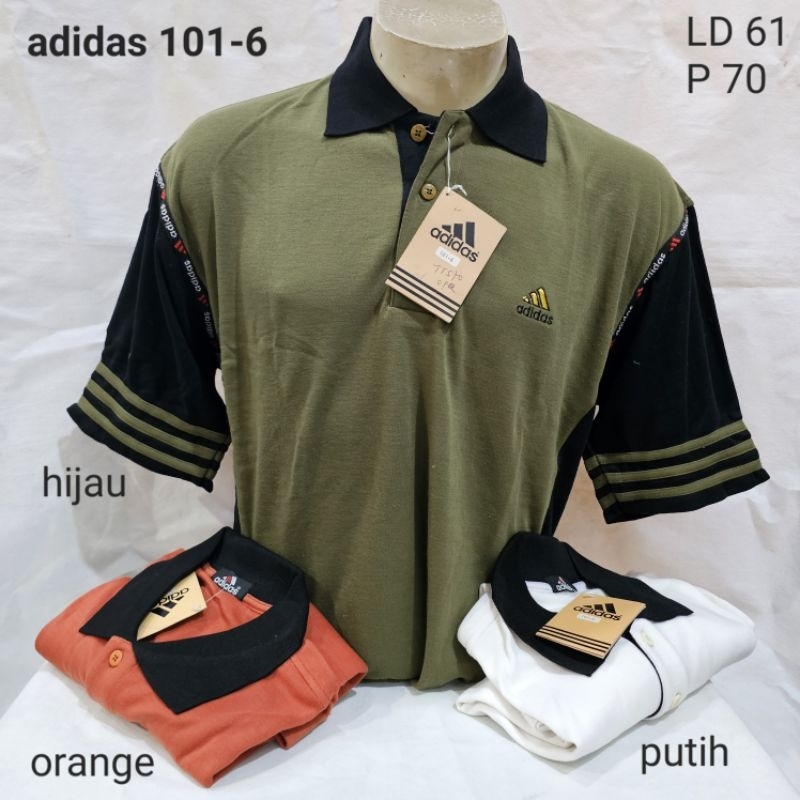 kaos krah kerah polo shirt cowok pria hijau putih merah 101-6 adidas
