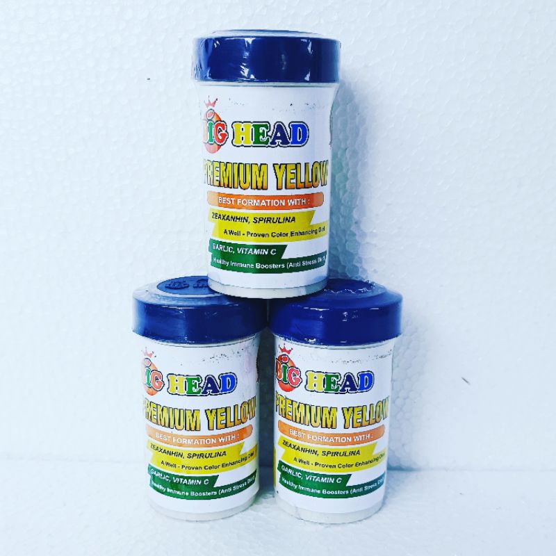 PAKAN IKAN PREMIUM YELLOW BIG HEAD BOTOLAN 35 GRAMuntuk ikan hias chaba chiclid penambah warna kuning pada ikan hias akuarium / colour booster