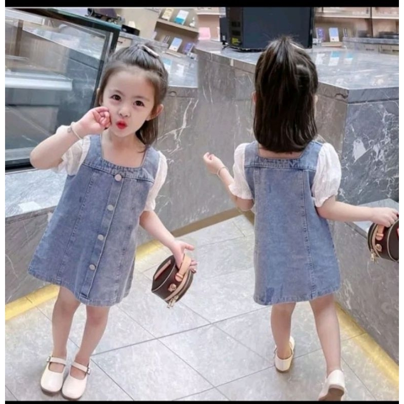 FANY DRESS  ANGELA JEANS KOREA USIA 2-5 TAHUN