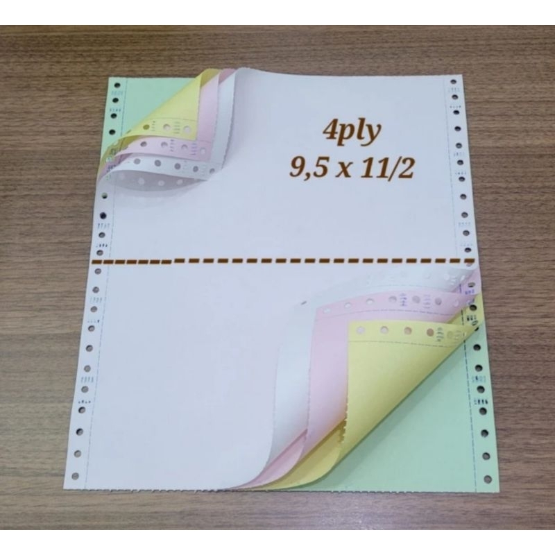 

Kertas continuous form 4ply bagi 2( prs)/ukuran A4 /91/2 × 11/harga perdus