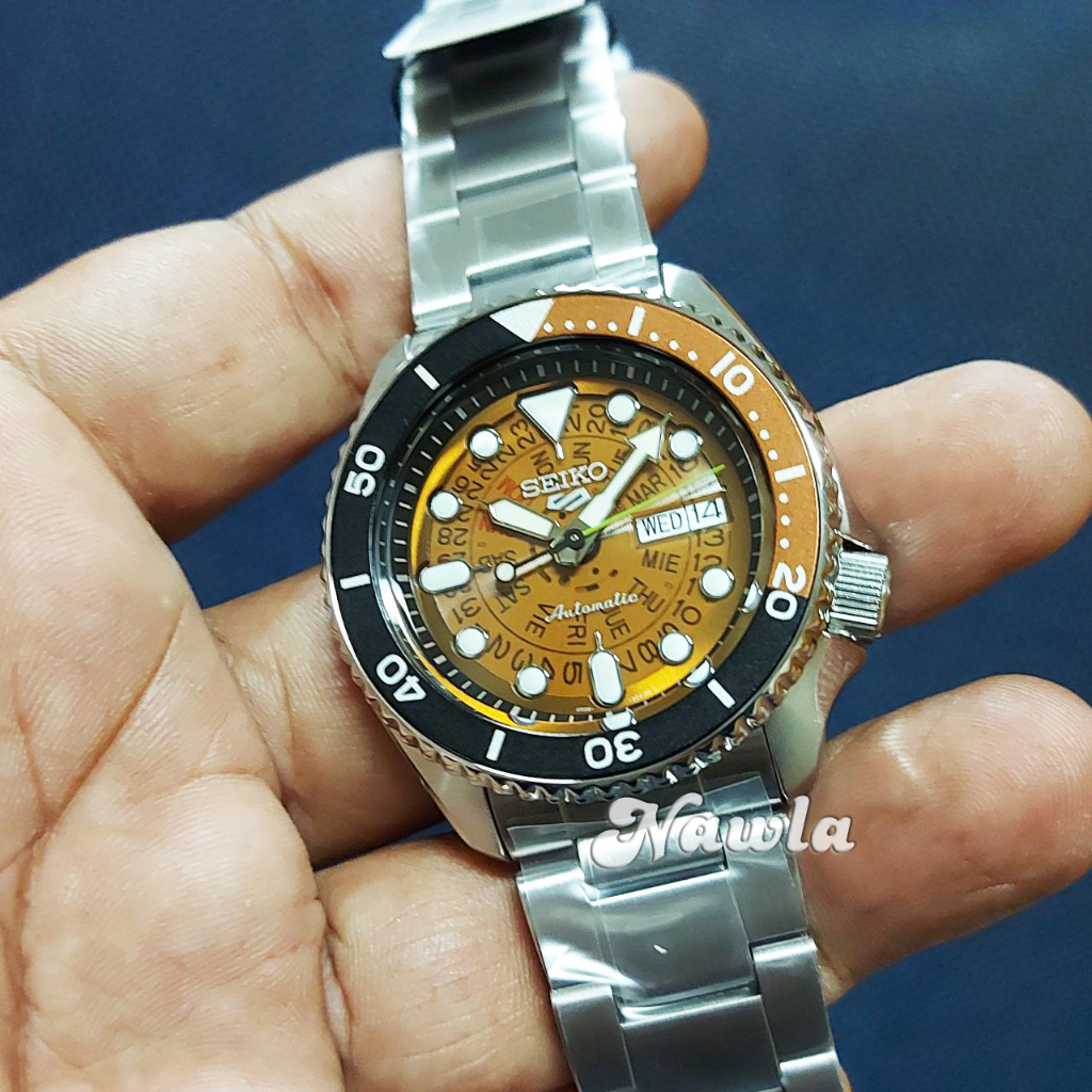 Seiko 5 Sports SRPJ47K1 Skeleton Orange - Jam Tangan Pria SRPJ47