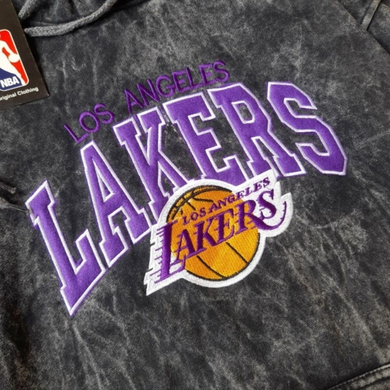 SWEATER HOODIE LAKERS NBA HITAM BORDIR PREMIUM FULLTAG &amp; LEBEL PREMIUM