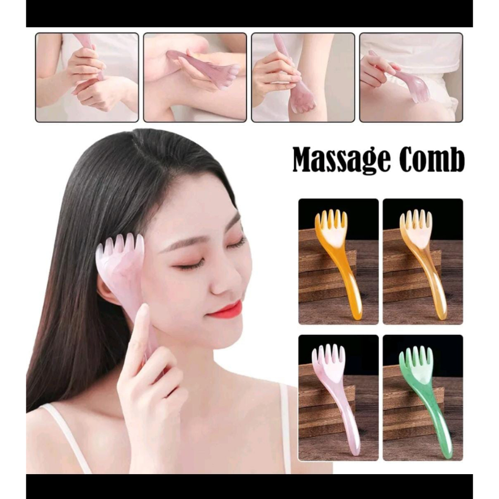 SS Sisir Pijat Kepala Lima Cakar Tahan Lama Resin Kulit Kepala Menggores Tongkat Tubuh Leher Kaki Gua Sha Papan Perawatan Mata Alat Angkat Wajah SPA Pijat Relaksasi