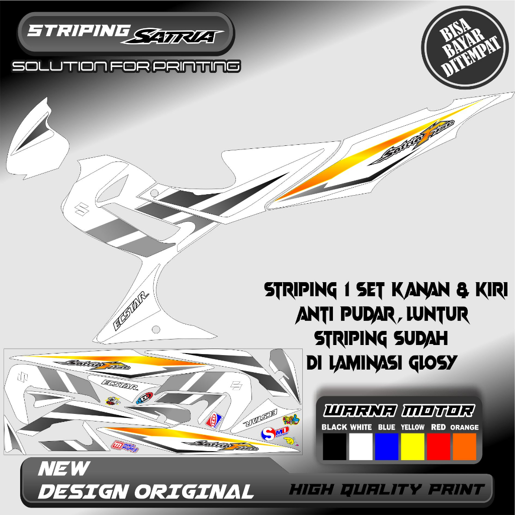 STICKER VARIASI MOTOR SUZUKI SATRIA FU BARONG MODEL STRIPING