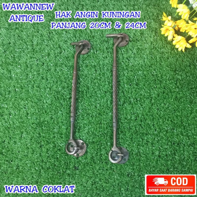 Hak Angin Kuningan Jendela Rumah Antik Motif Ukir 24cm