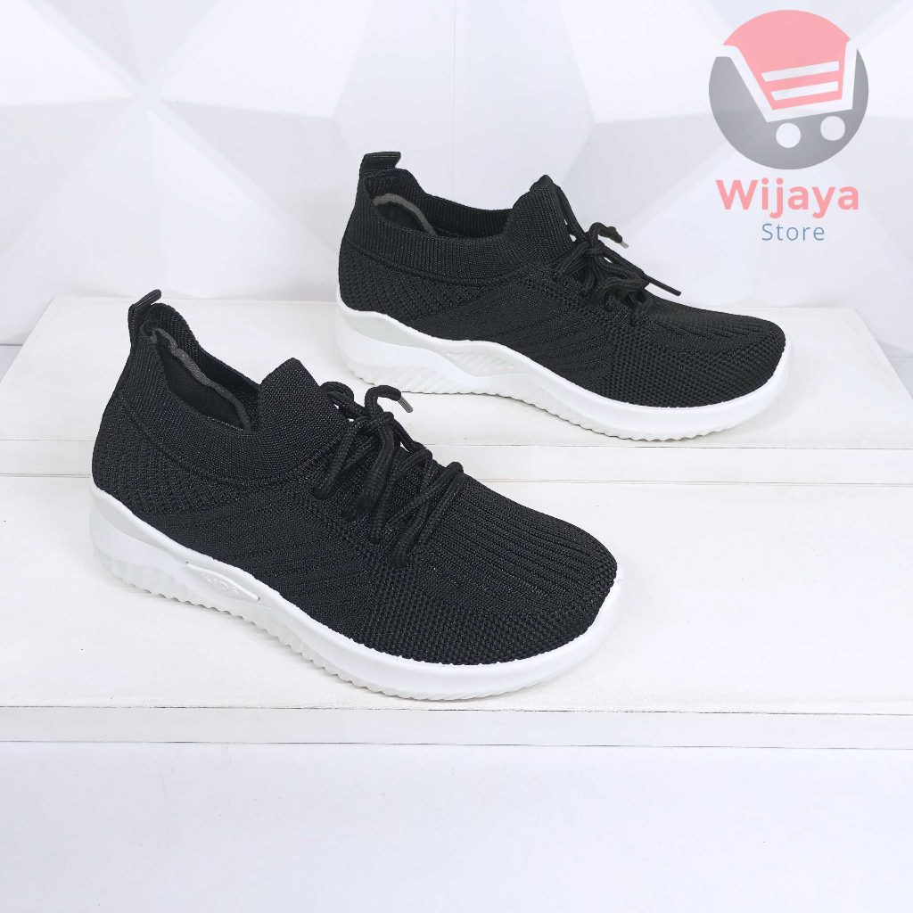 Sepatu Sekolah Sneaker Anak 27-36 Collin Rajut Hitam Polos Putih Fashionable dan Praktis untuk Laki-Laki dan Perempuan 4060 4061