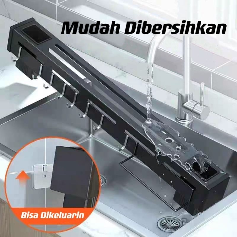 Rak Dinding Dapur Stainless Steel / Kitchen Rack / Tempat Taruh Sendok Garpu Pisau Dapur Gantungan Lap Dapur⭐Mrlion⭐