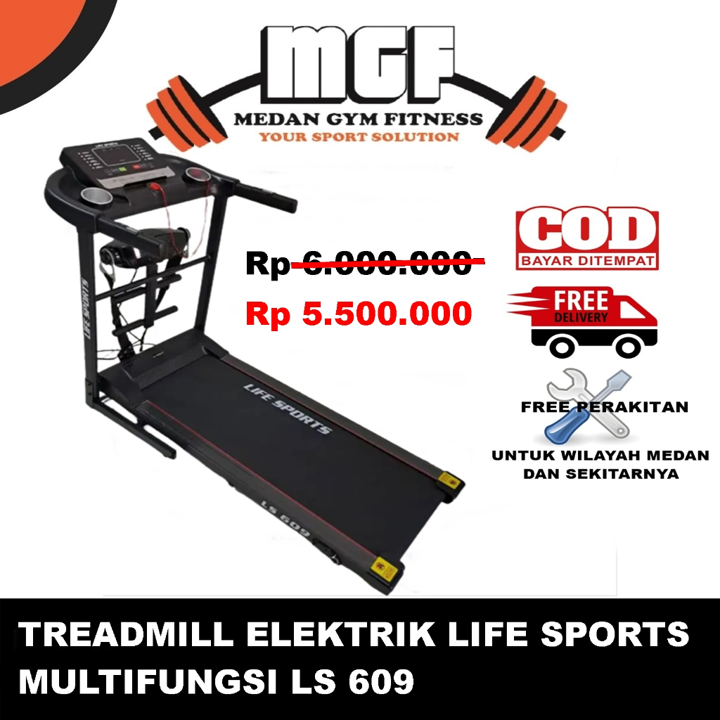 ALAT FITNESS TREADMILL ELEKTRIK LIFE SPORTS MULTIFUNGSI LS 609