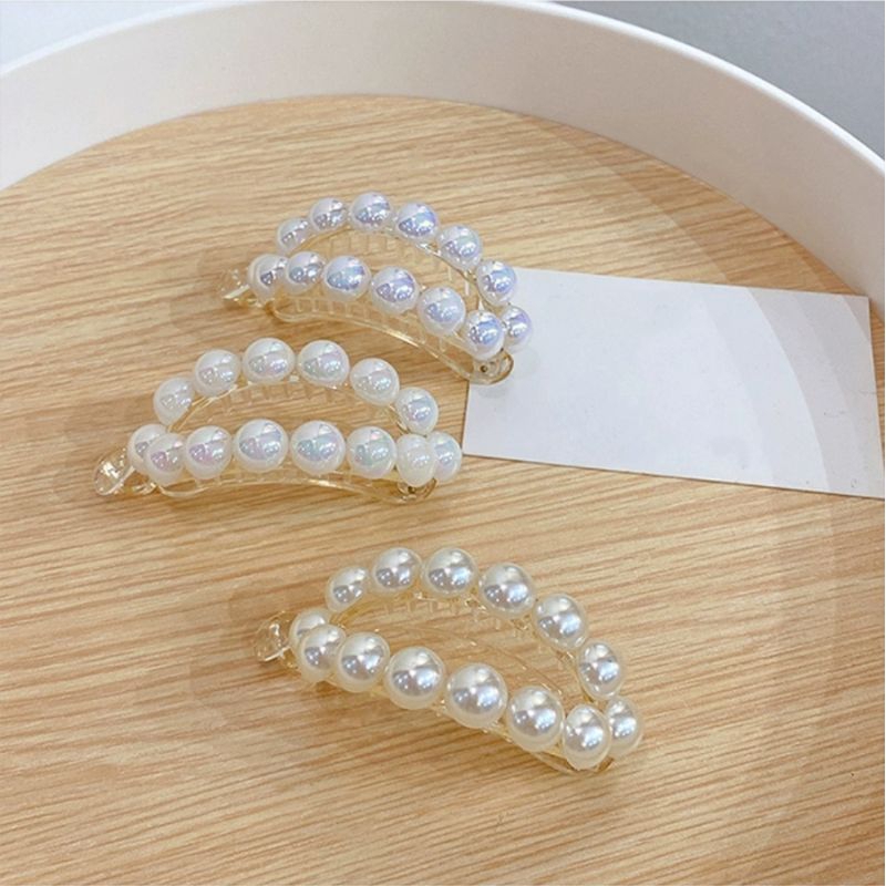 Jepit Rambut Mutiara 8cm Variant Kristal Jedai Pisang Ponytail Jepitan Rambut Korea Oval Bolong Pearl Barrette Hair Clip