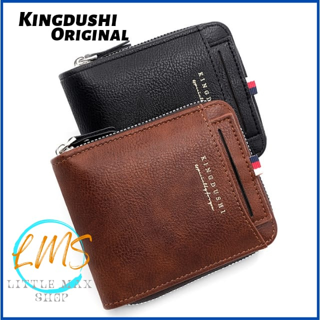 [Lms] Dompet Import Pria Resleting Koin Original Kingdushi Kulit PU Premium