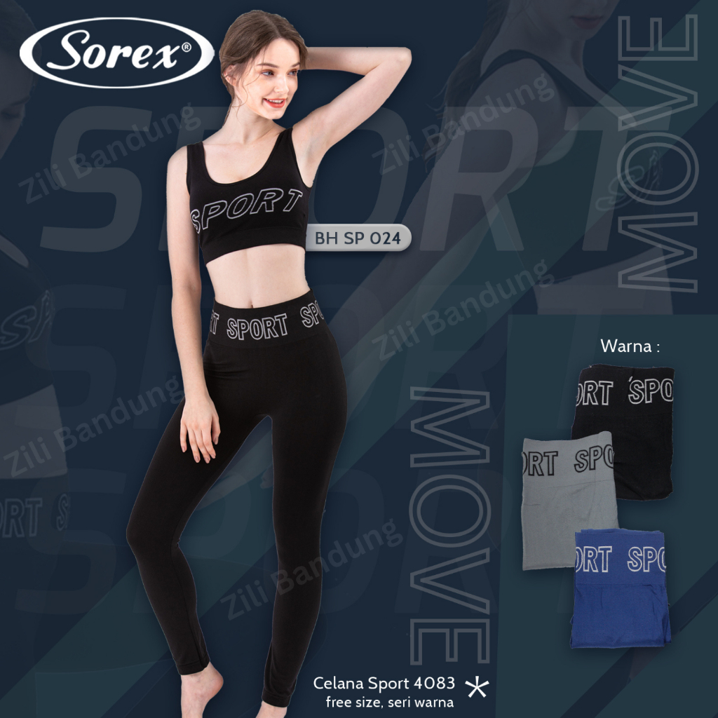 SOREX Sport Set Setelan Baju Olahraga senam (Bra Sport + Celana Sport)