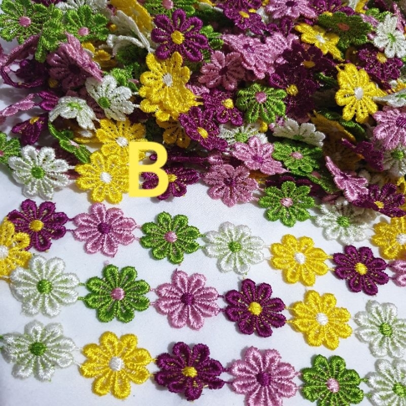 Renda Gyper Melati Warna Pelangi/+-15 yard=+-13,5 m