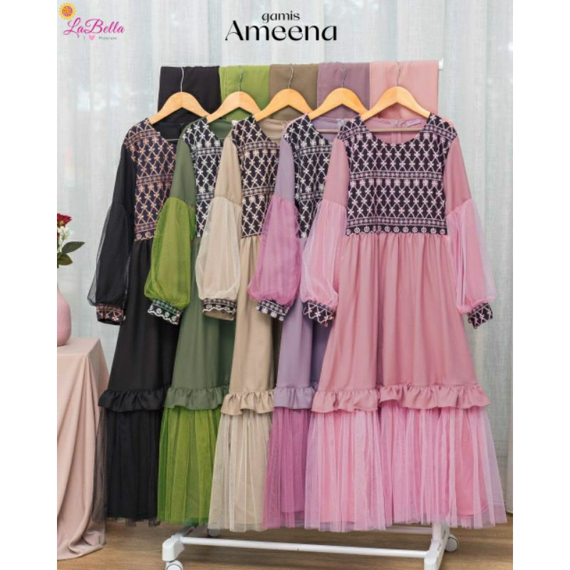 Gamis Anak Perempuan Pesta Tile Tutu Mewah Bordir Ameena Labella