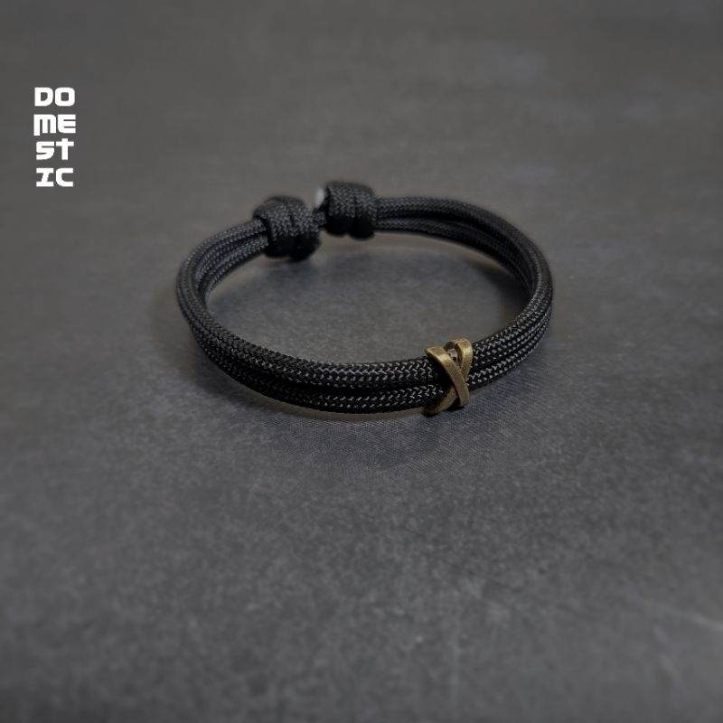 Gelang tali simple couple bead X bronze logam kasual pria wanita - Paracord Bracelet