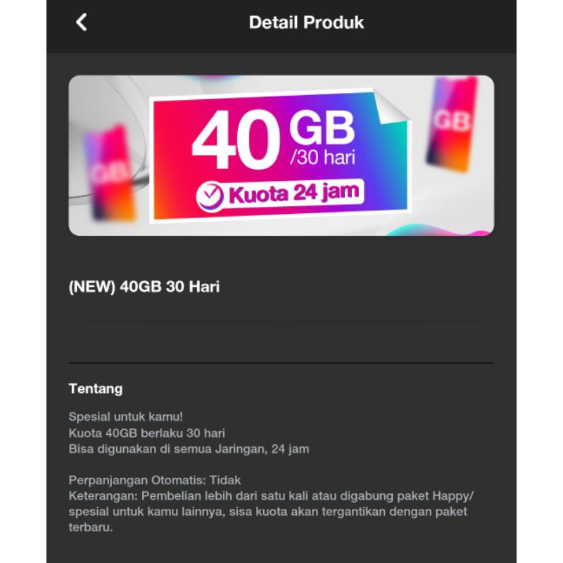 kartu tri sakti 40gb 50rb 30 hari 24 jam