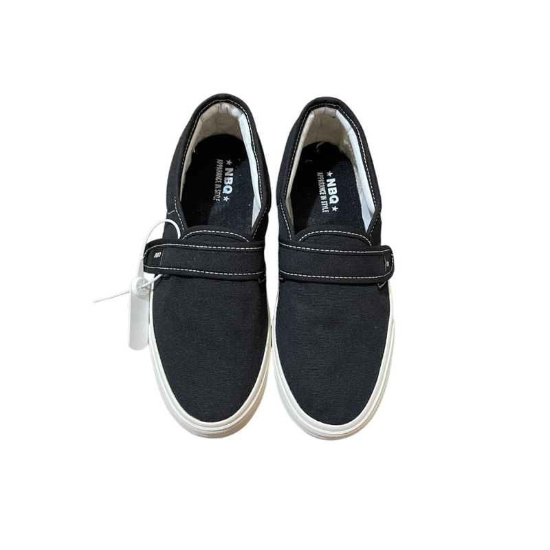 SEPATU SNEAKER SLIPON NBQ STRUGLE BLACK VELCRO LT