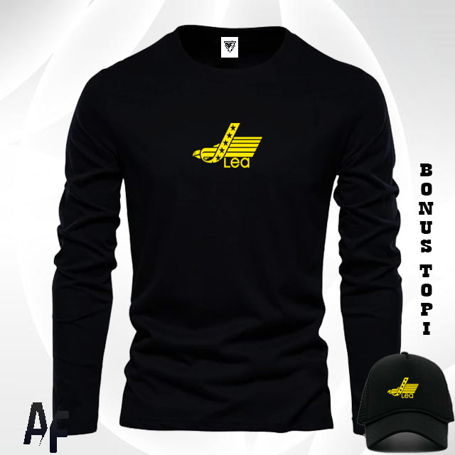 Bonus Topi.. Promo Kaos Keren Lengan Panjang Lea Kuning /Kaos pendek / Kaos pria & Wanita / Kaos pre