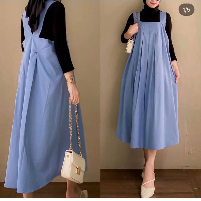 NADIRA OVERALL DRESS ORIGINAL MUSLIMAH CRINKLE AIRFLOW KOREAN WANITA