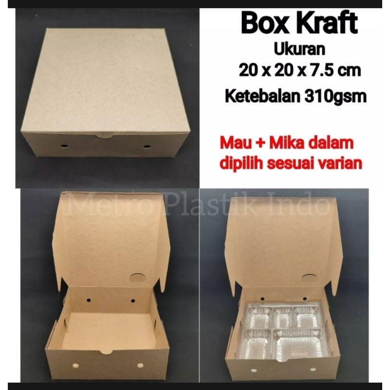 

Box Kraft 20x20 Isi 25 Lembar / Kotak Nasi / Dus Kemasan Makanan Coklat 25pcs