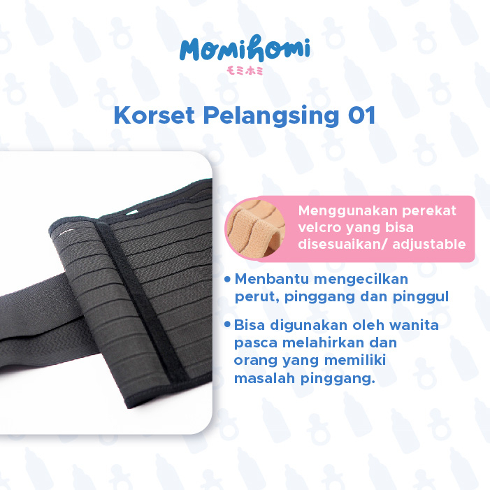 MOMI HOMI 01 Korset Pelangsing Slimming Corset Postpartum Adjustable Corset Double Perekat Stagen Korset