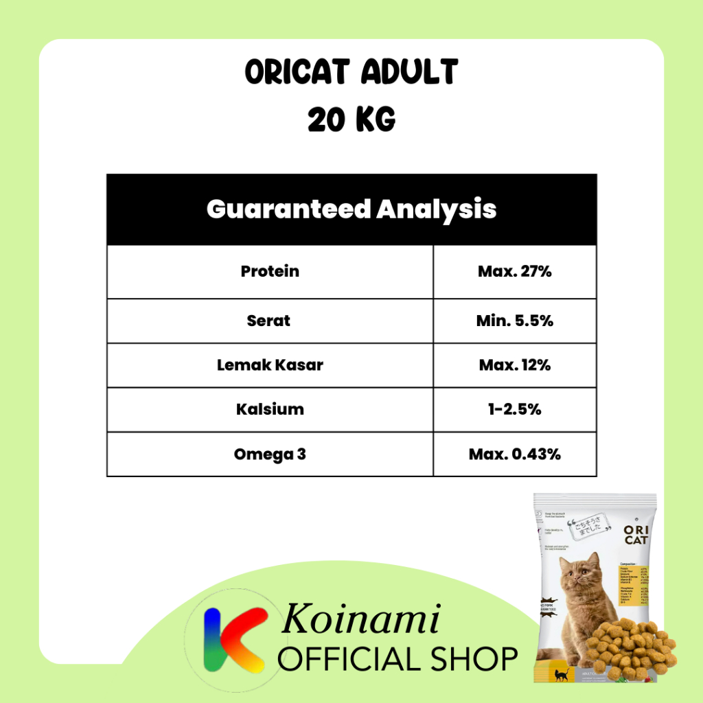 ORICAT ADULT 20 KG / MAKANAN KUCING ORI CAT