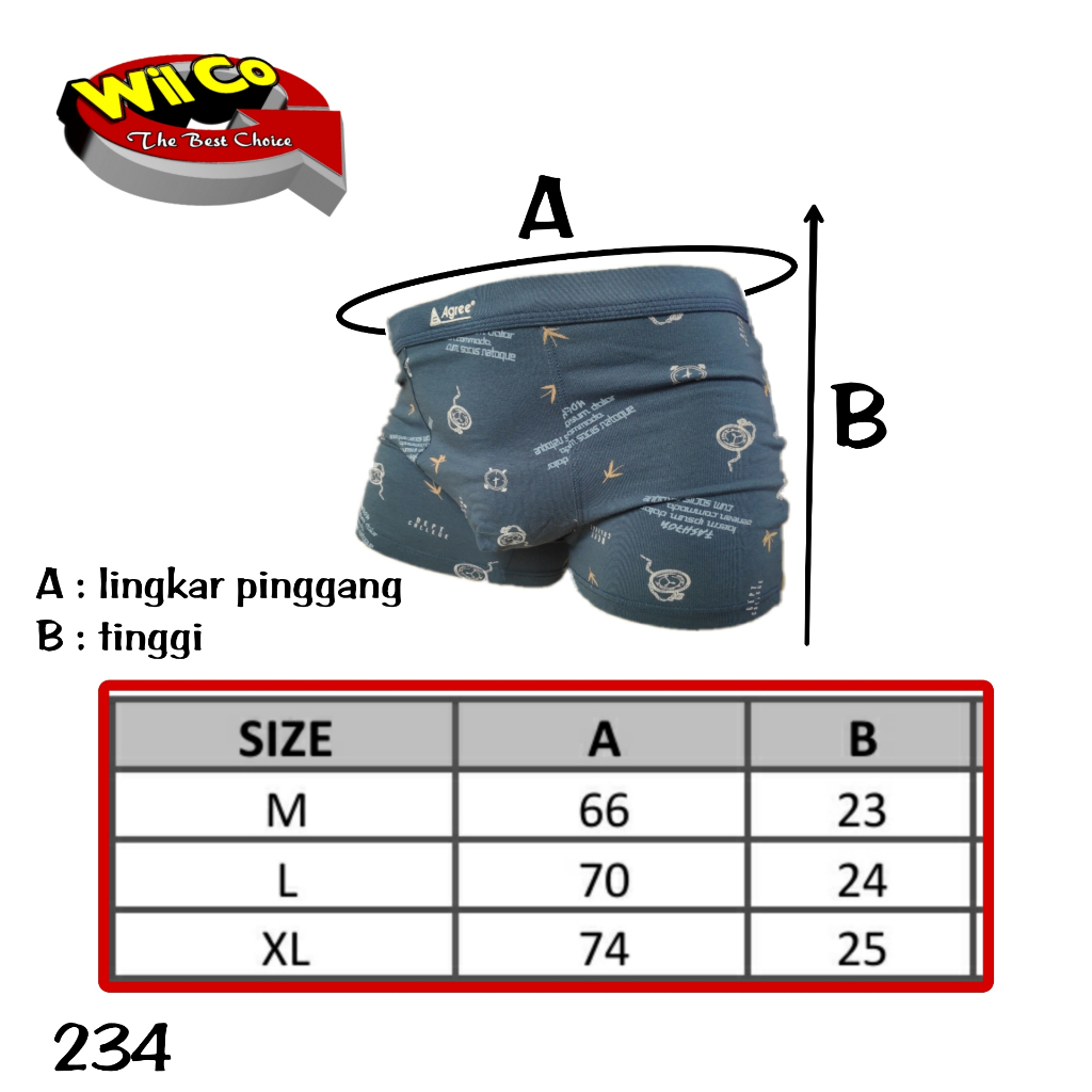 K234T - [Harga Per 3 Potong] CELANA DALAM PRIA CD [BOXER] PRIA PAKAIAN DALAM AGREE SIZE M - XL