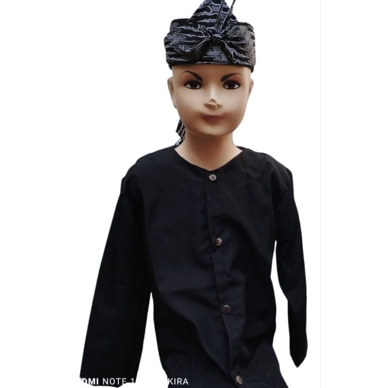 Stelan baju pangsi anak &amp; dewasa hitam polos free iket/baju adat tradisional