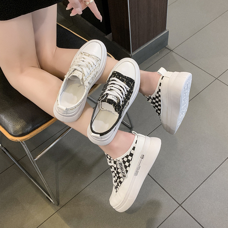 CYS Sepatu Half Sneakers Cewek Wanita Casual Slip On Canvas Tali Kekinian Anti Slip Korea Fashion Style SPT-24