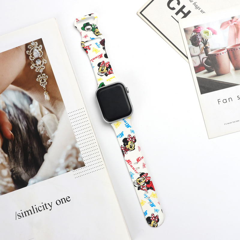 Silicone Strap Disney for iWatch 7 6 5 4 3 2 1 SE Sport Watchband for Iwatch 41mm 40mm 45mm 44mm 49mm