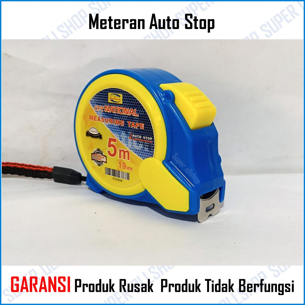 Meteran Tukang Bangunan Roll Berkualitas Anti Pecah Ukuran 5 Meter / Alat Ukur Rol Measuring Tape Auto Stop