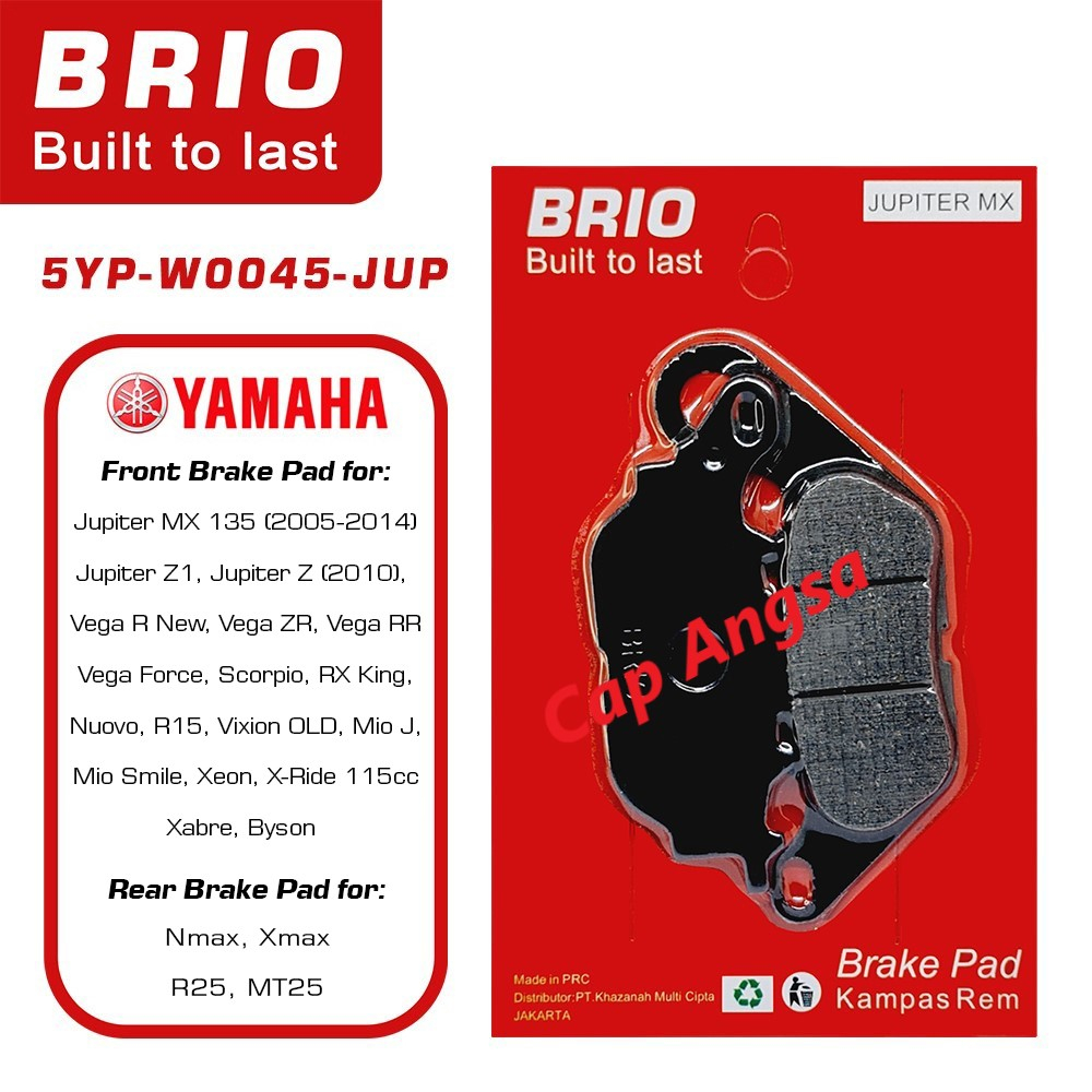 BRIO FRONT BRAKE PAD KAMPAS REM DEPAN DISC DISPED REM YAMAHA RX KING NUOVO JUPITER MX 135 VEGA R SCORPIO 20pcs