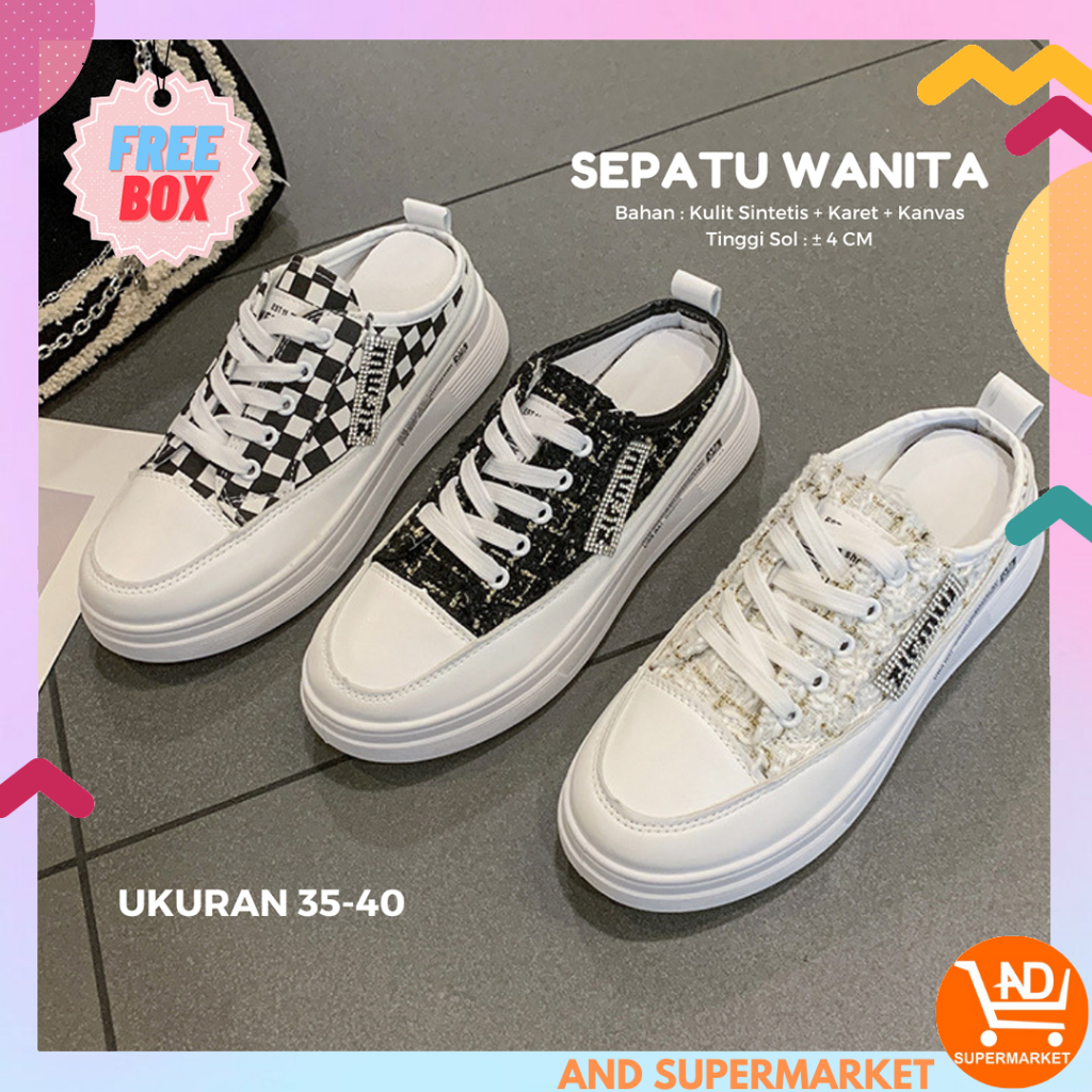 AND / COD / Sepatu Wanita Import Slip On Perempuan Kasual Sepatu Sandal Cewek Kasual Murah Sepatu Wanita Motif SPT-24