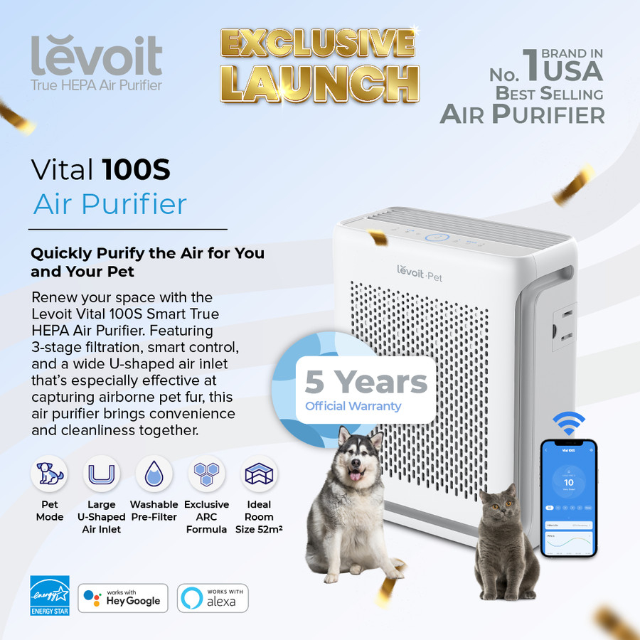 Levoit Vital 100S Air Purifier Pet Care True H13 Filter Garansi Resmi